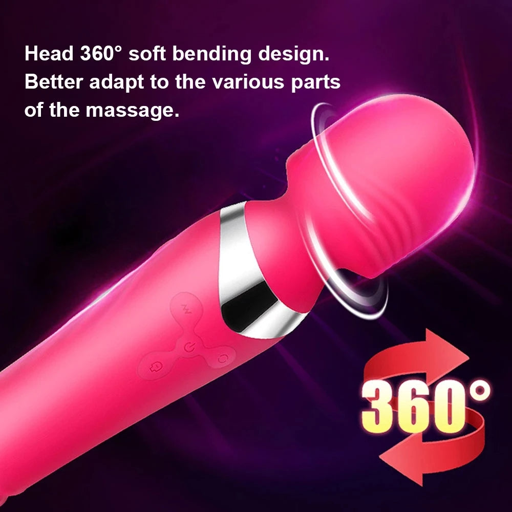 Rechargeable Heated Wand Massager – Dual-Head, Thrusting Motion & 20 Customizable Modes