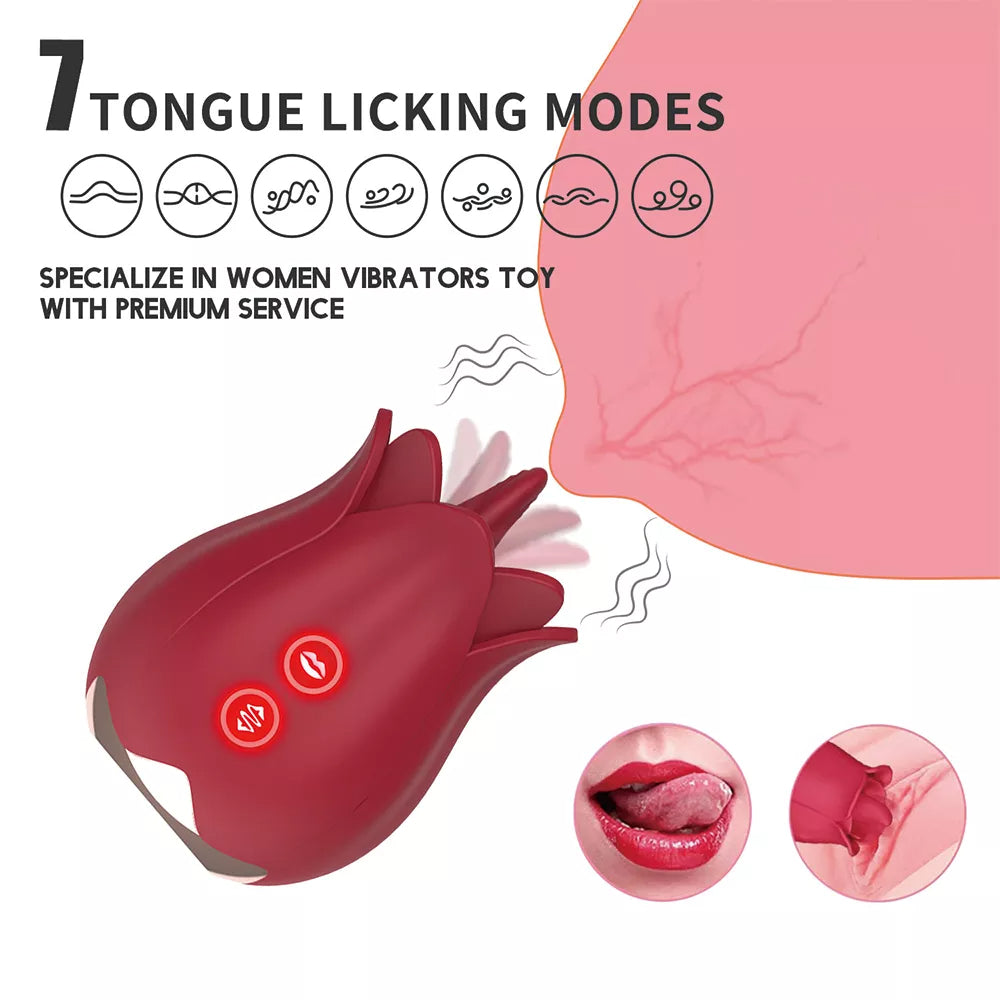 Vibrator Adult Sex Toy Rose Clit Tongue Licking - Clitoral Stimulator Pleasure Tool for Women Masturbation Clit Sexual Stimulation Masturbator