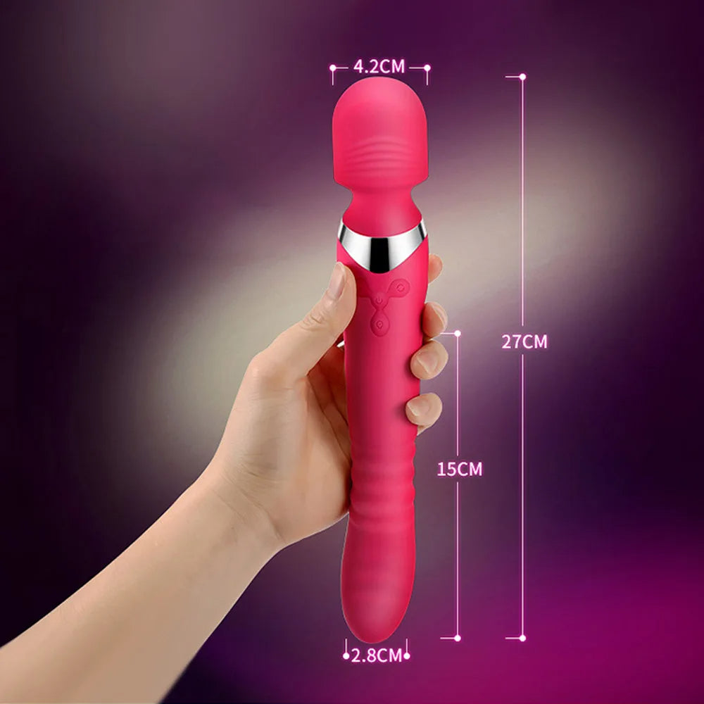 Rechargeable Heated Wand Massager – Dual-Head, Thrusting Motion & 20 Customizable Modes