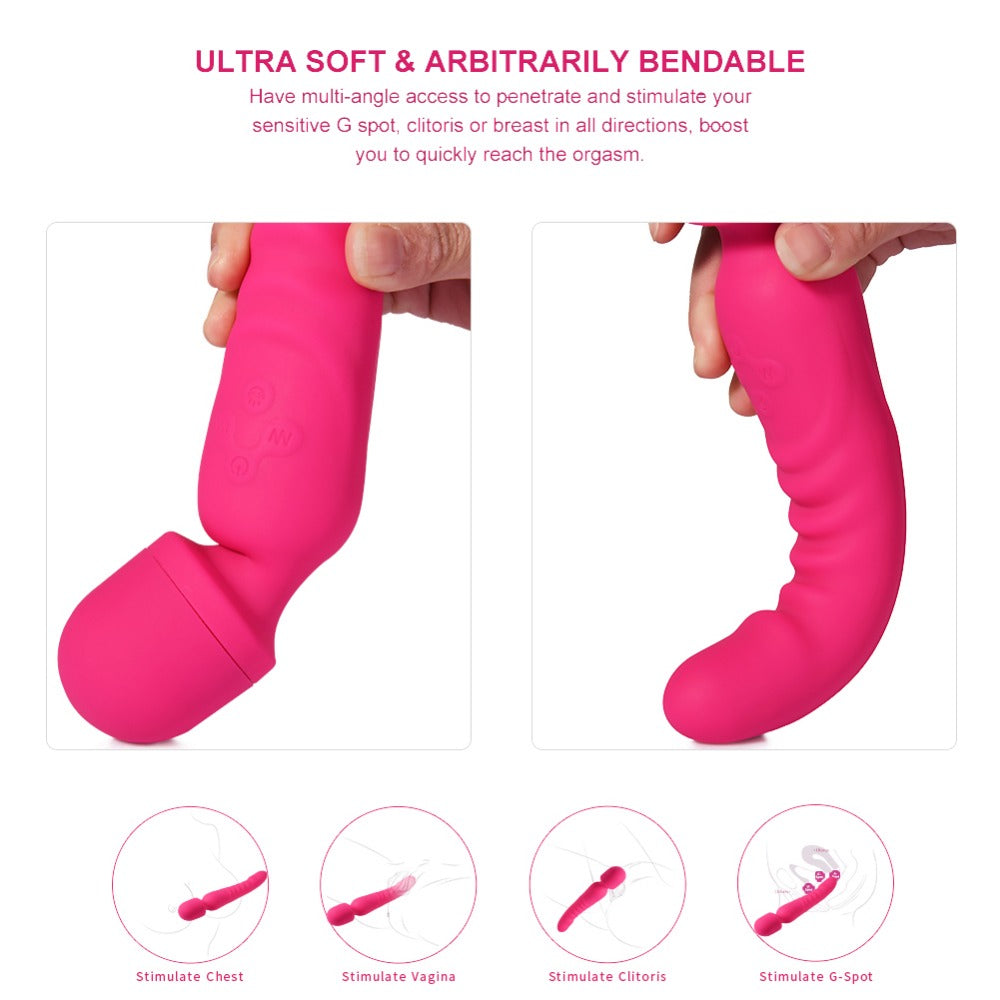 Wand Massager Vibrator Handheld G-Spot Warmth Heating Tip, Clitoral Vibrators Double Head with 20 Vibration Mode Rechargeable Personal Massager, Waterproof Adult Sex Toy