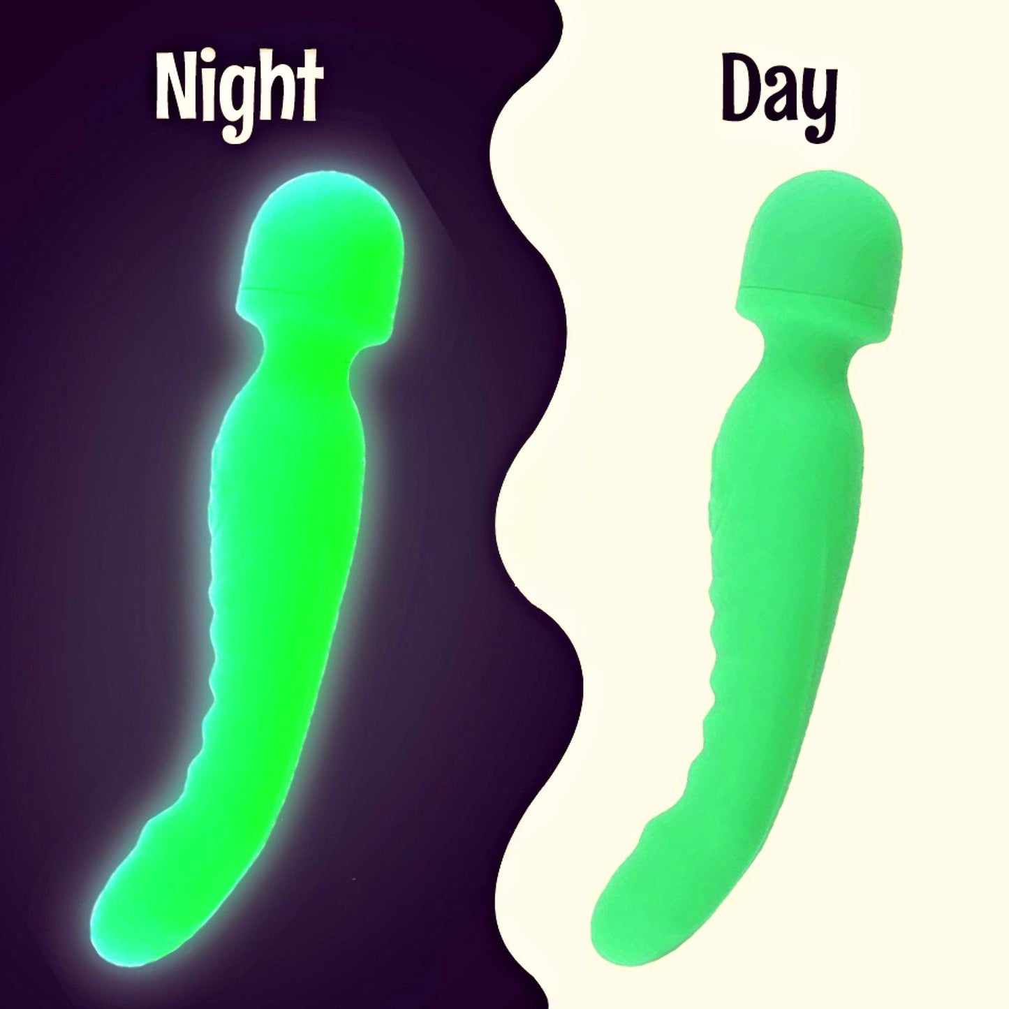 Glow-in-the-Dark Rechargeable Wand Massager – Dual Head, Warming Sensation & 20 Custom Modes