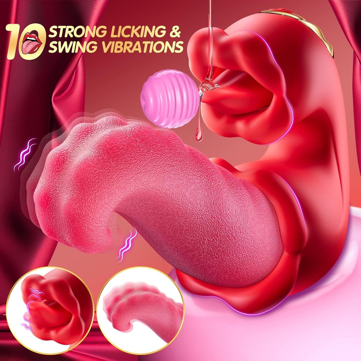 Tongue Thrusting Dildo with 10 Licking & 10 Vibration Modes – Clitoral & G-Spot Bliss