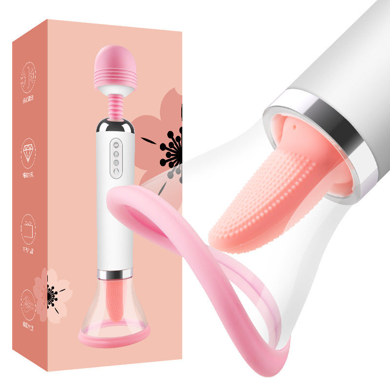 Wand Vibrator Massager, Clit Licker and Clitoral Licking Toy 3-in-1 G-Spot, Clit Suction Function, Sucking Heating, Female Vibration Clitoris Orgasm Nipple Sucker Tongue Licking, Oral Sex Toy