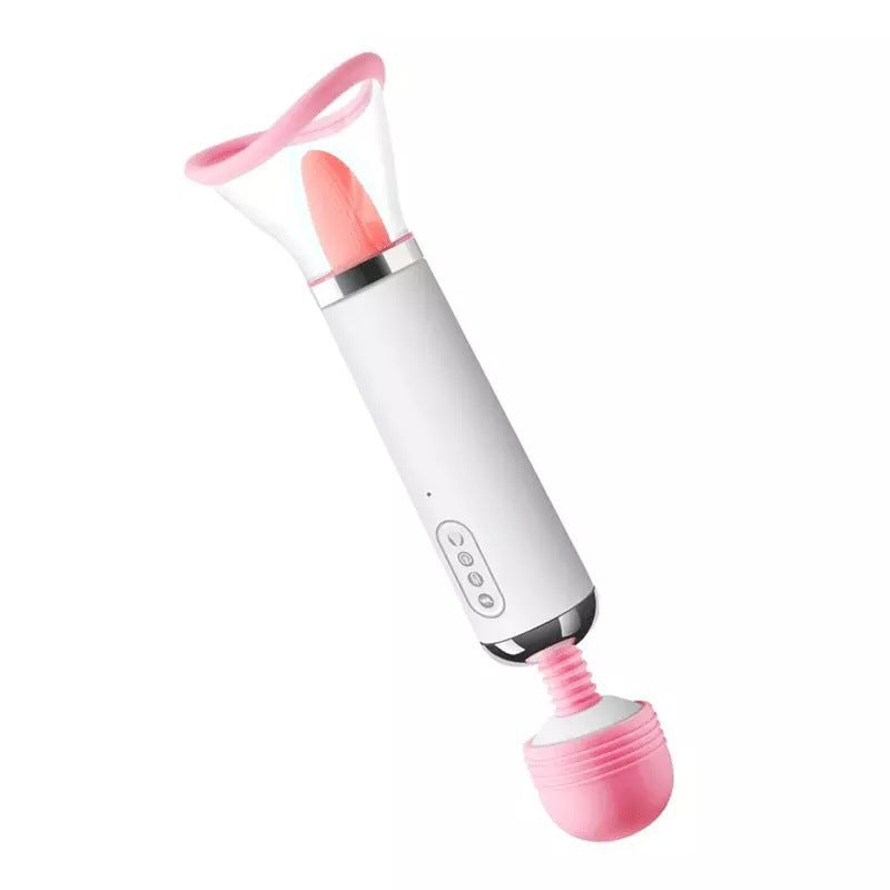 Wand Vibrator Massager, Clit Licker and Clitoral Licking Toy 3-in-1 G-Spot, Clit Suction Function, Sucking Heating, Female Vibration Clitoris Orgasm Nipple Sucker Tongue Licking, Oral Sex Toy