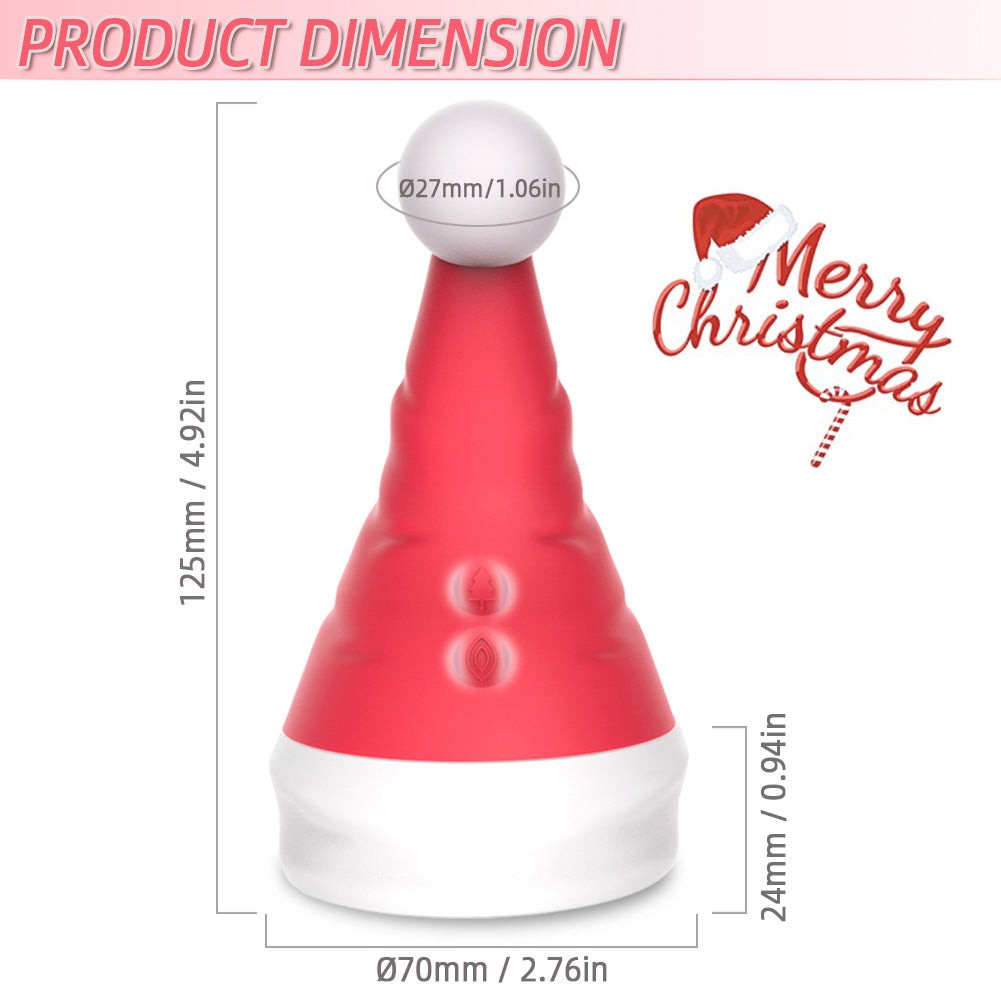Christmas Santa Hat Sex Toy Vibrator for Women - Double Head Clitoris and Nipple Stimulator, Erotic G Spot Massager - 10 Vibration Modes, 5-Speed Sliding Ball Rolling Sexual Stimulation Device