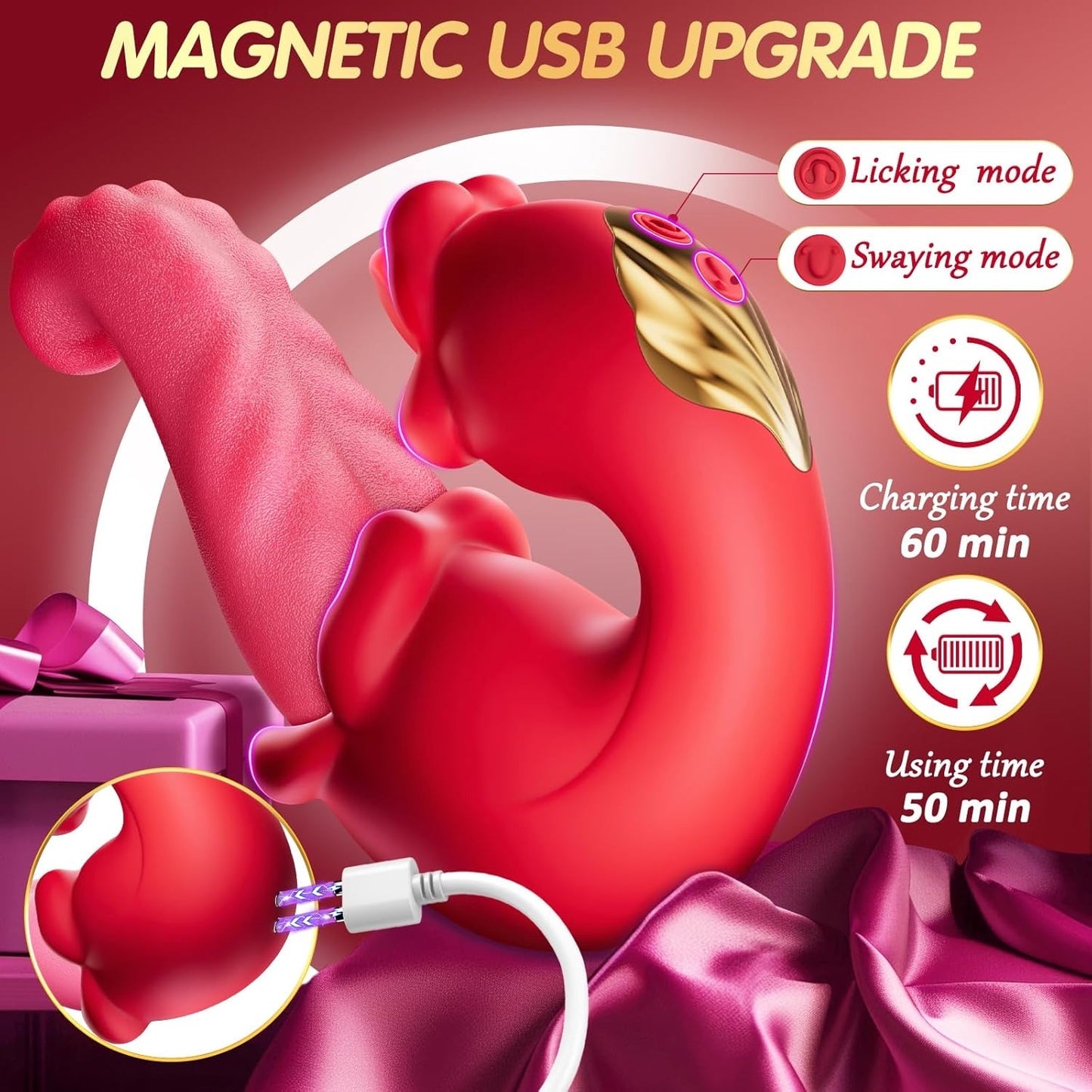 Tongue Thrusting Dildo with 10 Licking & 10 Vibration Modes – Clitoral & G-Spot Bliss