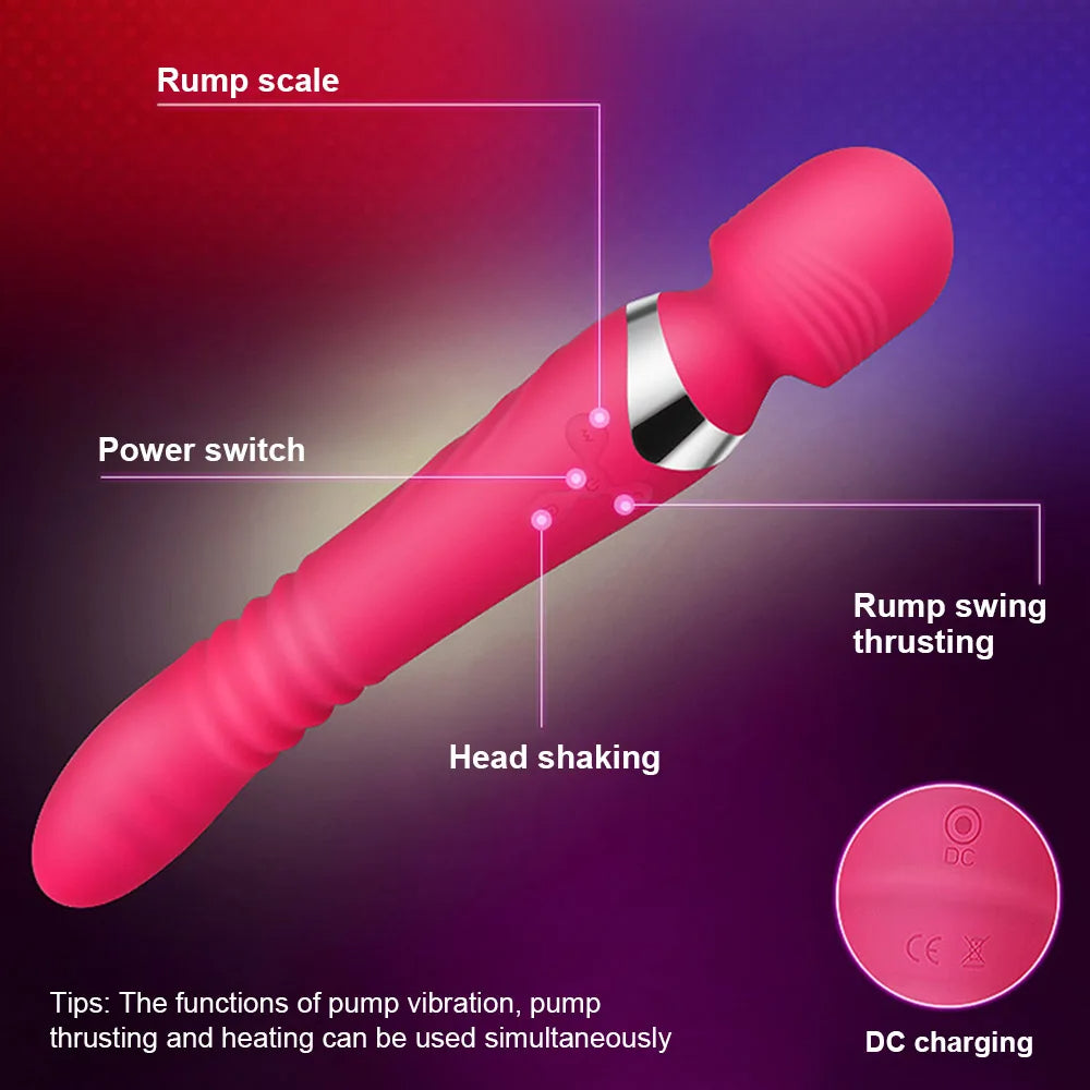 Rechargeable Heated Wand Massager – Dual-Head, Thrusting Motion & 20 Customizable Modes