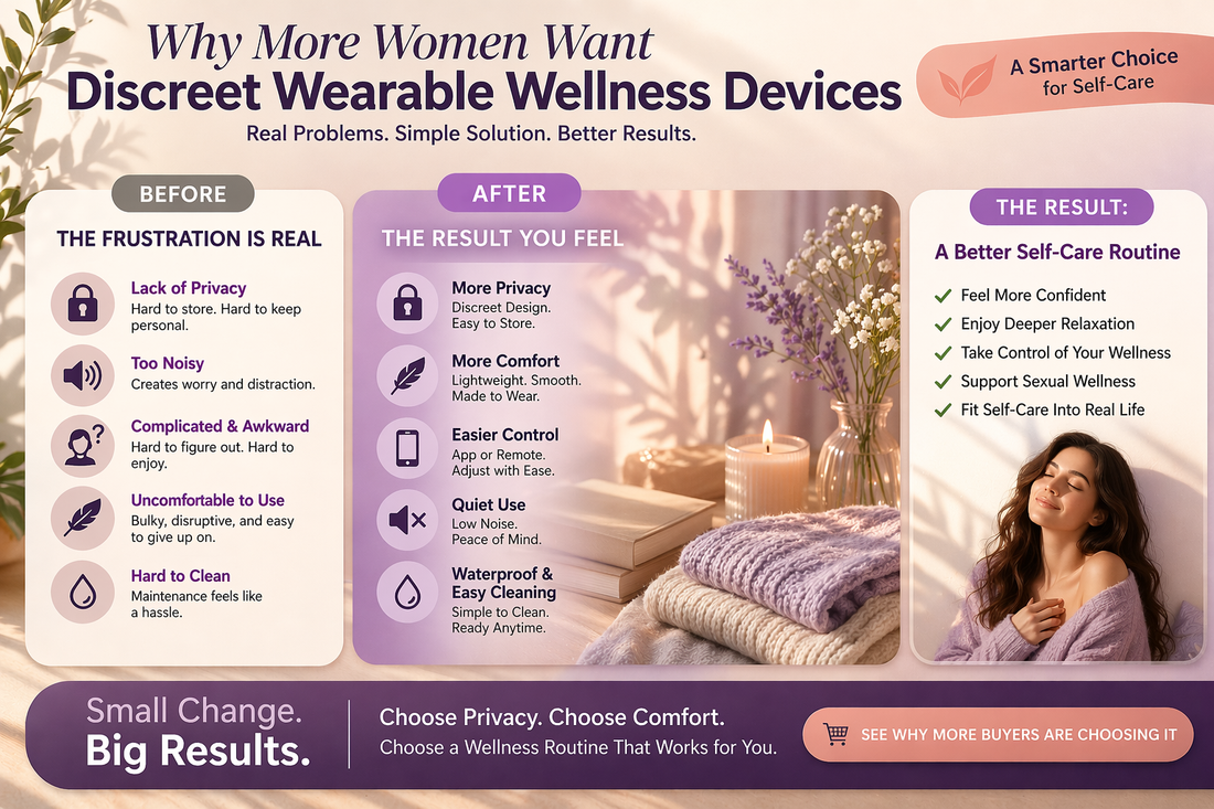 wearable wellness products for women, discreet wellness devices, quiet rechargeable wellness devices, and personal wellness essentials