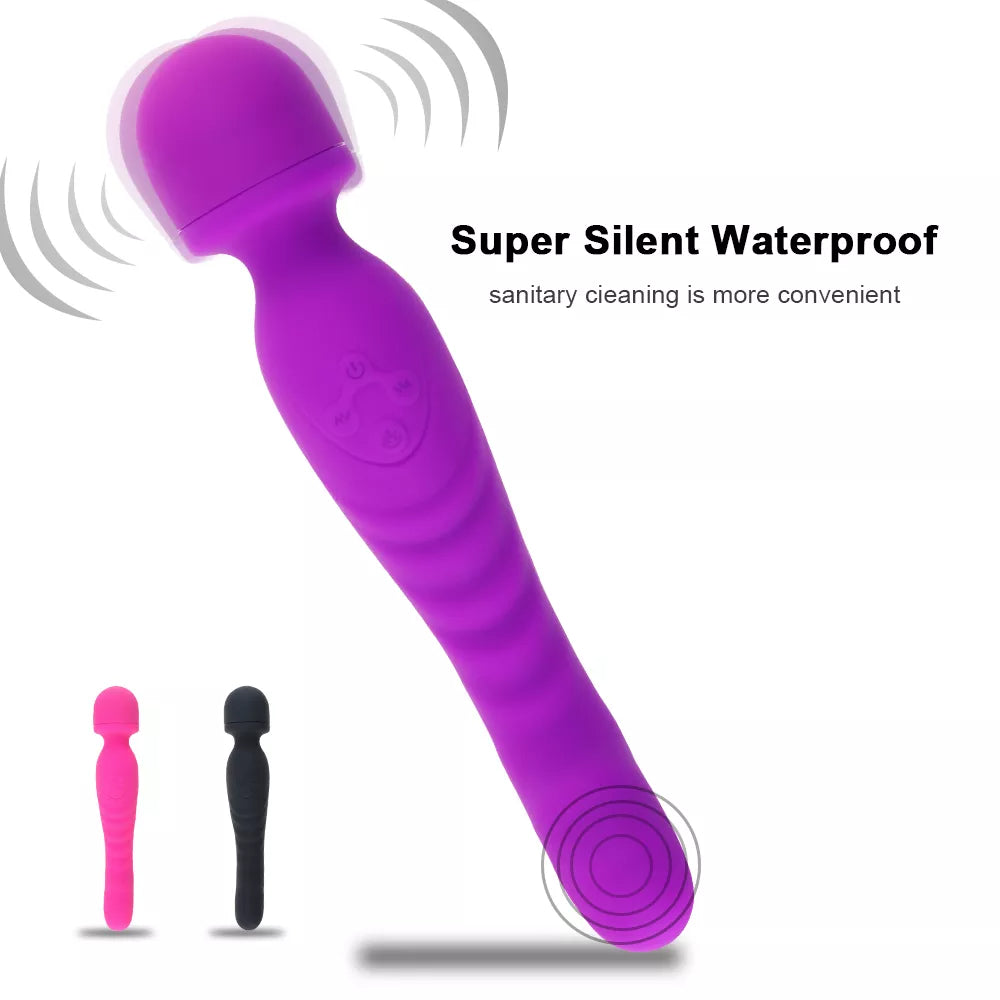 Wand Massager Vibrator Handheld G-Spot Warmth Heating Tip, Clitoral Vibrators Double Head with 20 Vibration Mode Rechargeable Personal Massager, Waterproof Adult Sex Toy