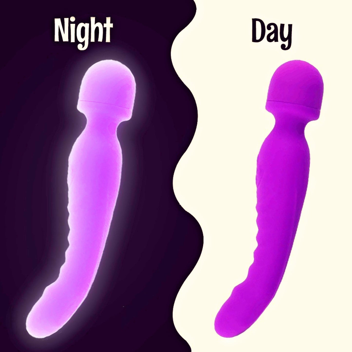 Glow-in-the-Dark Rechargeable Wand Massager – Dual Head, Warming Sensation & 20 Custom Modes