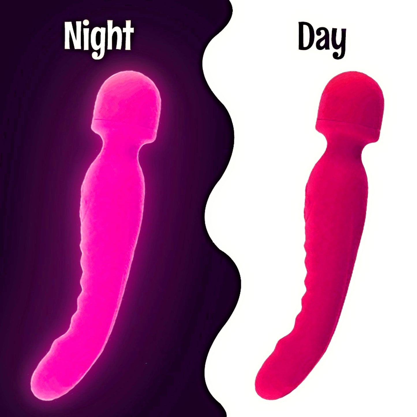 Glow-in-the-Dark Rechargeable Wand Massager – Dual Head, Warming Sensation & 20 Custom Modes