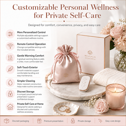 Remote Control Telescoping Personal Massager with 9 Vibration Modes and Gentle Warming
